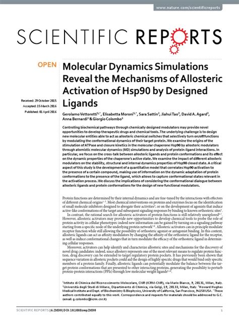 (PDF) Molecular dynamics simulations reveal ligand.